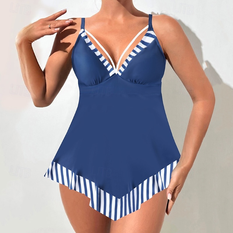 Mulheres Roupa de Banho 2 partes Slip roupa de banho Frente Única Férias Roupa de Praia Floral Decote V Sem Manga Fatos de banho de 2026 por $28.99 –P8