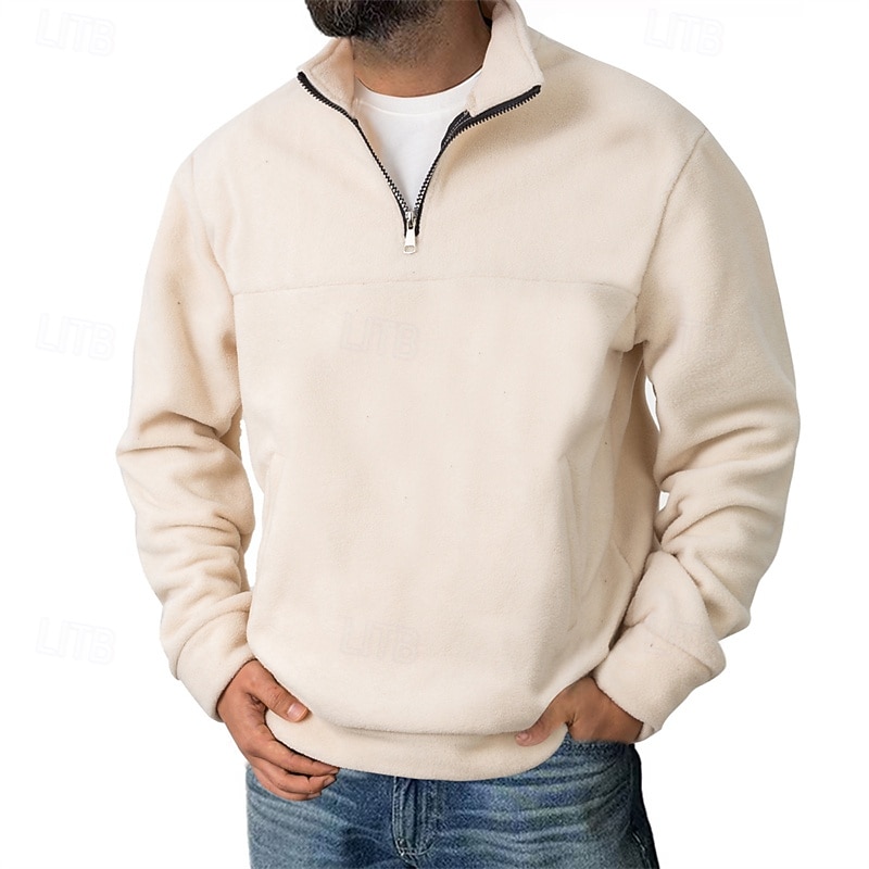 Men's Sweatshirt Fleece Sweatshirt Pullover Quarter Zip Sweatshirt Black Army Green Navy Blue Khaki Dark Gray Half Zip Plain Casual Daily Sports & Outdoor Polyester Streetwear Basic Casual Fall 2026 - $32.99 –P2