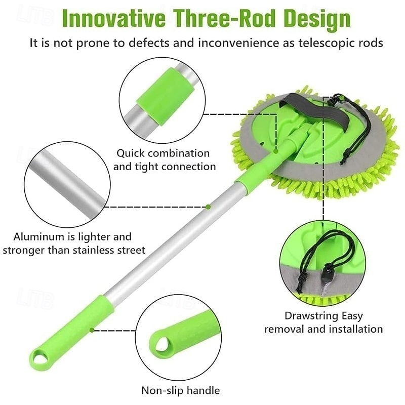 2 in 1 Car Cleaning Brush Mop Extendable Chenille Car Wash Duster Soft Bristle Cleaning Sponge Glove Tool for Dust Dirt Snow Removal Vehicle Care 2026 - $21.99 –P2