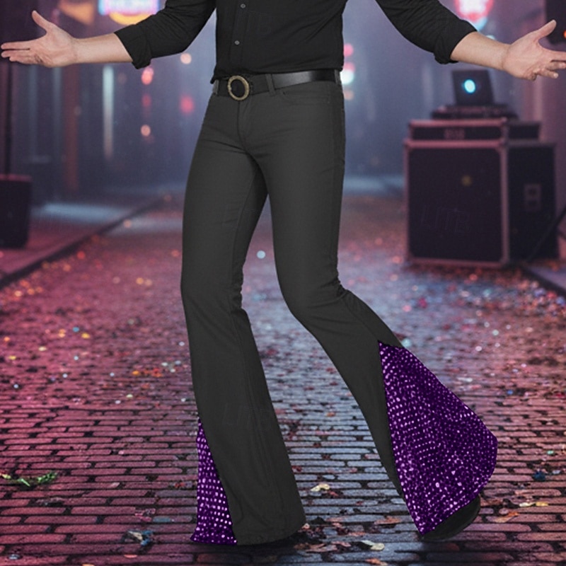 Муж. Штаны Костюм Беллое дно Расклешенные брюки Брюки для выпускного Пэчворк Блестящий металл Полотняное плетение Комфорт Полная длина Для вечеринок Бизнес Повседневные Мода Уличный стиль 2026 - $26.99 –P4