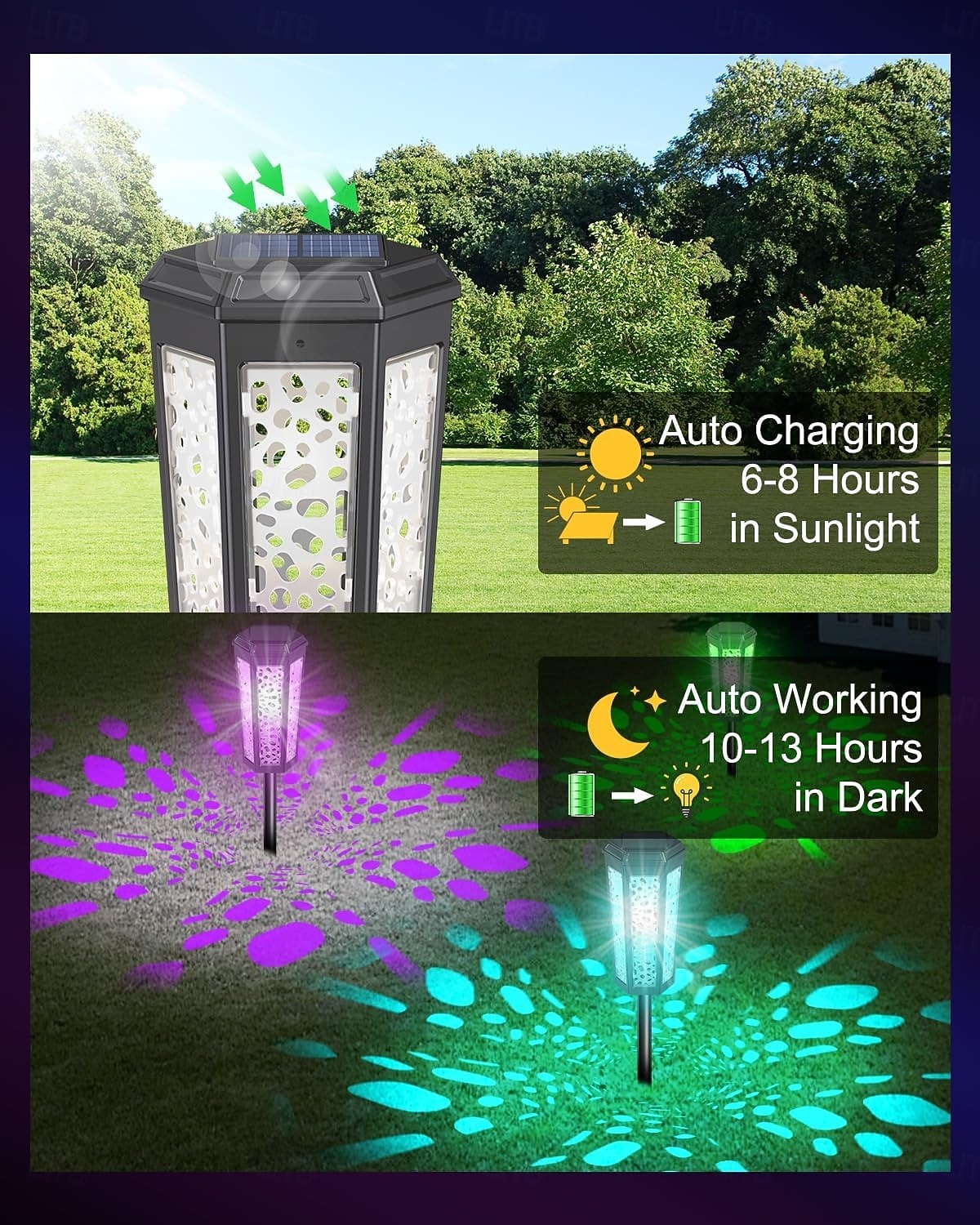 1 buc 1 W Lumini Solare LED Lumini și felinare ale căii Sculptură și lumini de peisaj Rezistent la apă RGB + Cald RGB + alb 1.2 V Lumina Exterior Curte Grădină 2 LED-uri de margele 2026 - $21.99 –P3