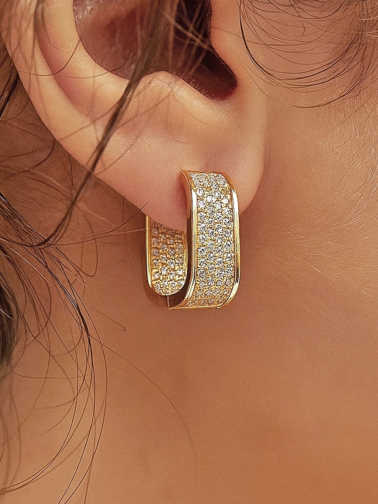 Damen-Ohrringe aus einer Legierung mit Zirkonia-Besatz – in verschiedenen Farben erhältlich, elegantes Design für legere und formelle Anlässe. 2026 - $7.99 –P1