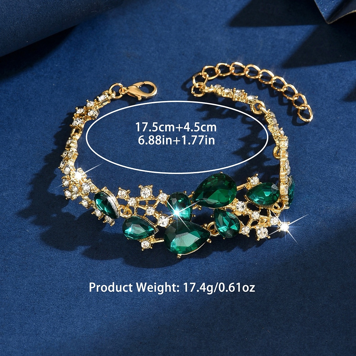 Dámský náramek s křišťálovými kamínky - třpytivý stříbrný nastavitelný náramek na večírky, svatby a večerní příležitosti na konci roku 2026 - $11.99 –P1