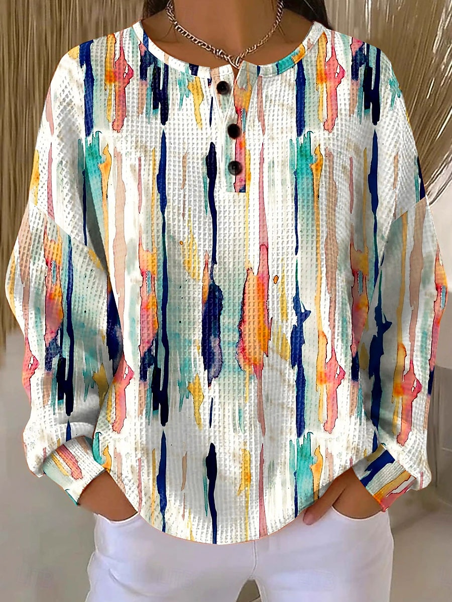 Γυναικεία Φούτερ πουλόβερ Κουμπιά Στάμπα Φλοράλ Γραφική Γεωμετρικό Βίντατζ Καθημερινό Μακρυμάνικο Στρογγυλή Ψηλή Λαιμόκοψη Κανονικά μπλουζάκια Causal Δρόμος Καθημερινή Ένδυση 2026 - $28.99 –P2