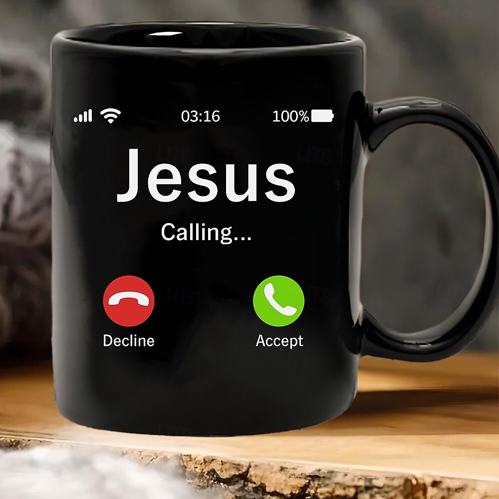 Rolig julklappsmugg Jesus kallar mugg kaffekopp meme present till män kvinnor tonåring trendig meme jultomtenmugg semesterfestpresent 2026 - $15.99 –P4