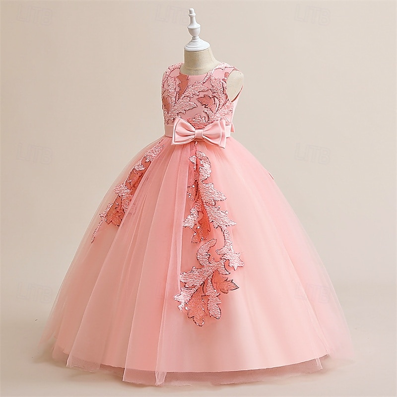 Kinder Mädchen Kleid Partykleid Einfarbig Ärmellos Formell Leistung Besonderer Anlass Knotenbinde Netz Mode Täglich Prinzessin Polyester Maxi Partykleid Schwingkleid Tüllkleid Sommer Frühling 5-12 2026 - $50.99 –P1