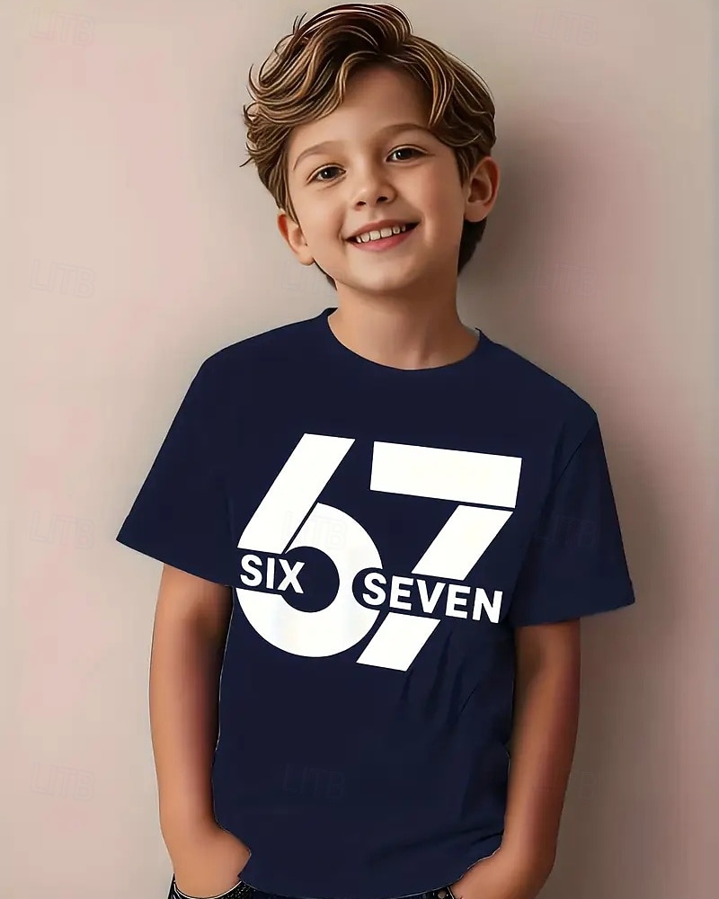 Christmas Unisex Boys' 3D Graphic Funny Slang 67 T shirt Tee Short Sleeve 3D Print Summer Spring Sports Fashion Streetwear Kids 4-12 Years Crew Neck Outdoor Casual Daily Regular Fit 2026 - $12.99 –P7