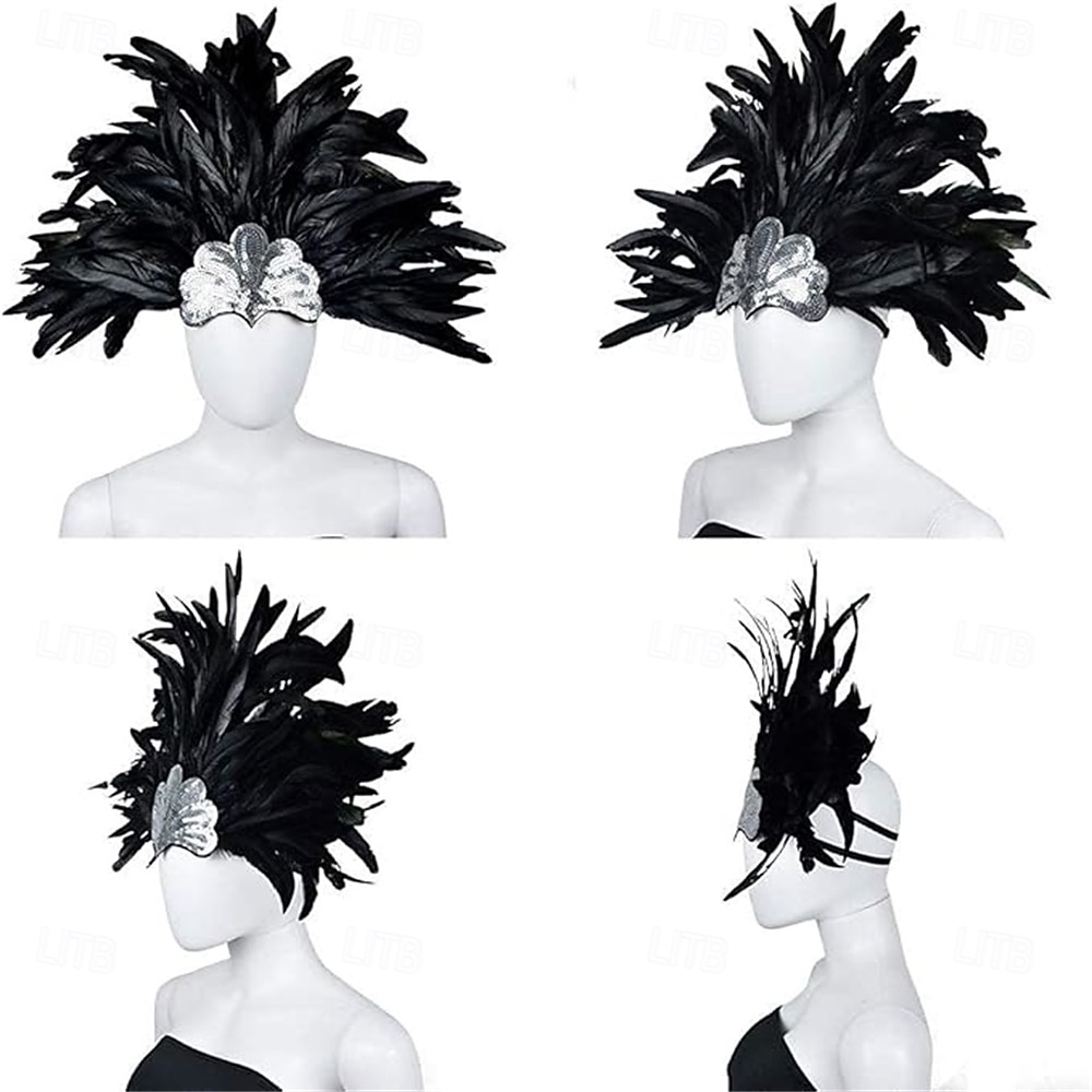Carnaval 2026 Accesorios de Samba del Carnaval de Río Adorno de Plumas para Mujeres - Accesorio de Cabeza de Lentejuelas Azul y Verde Pavo Real - Disfraz de Festival de Brasil 2026 - $16.49 –P2