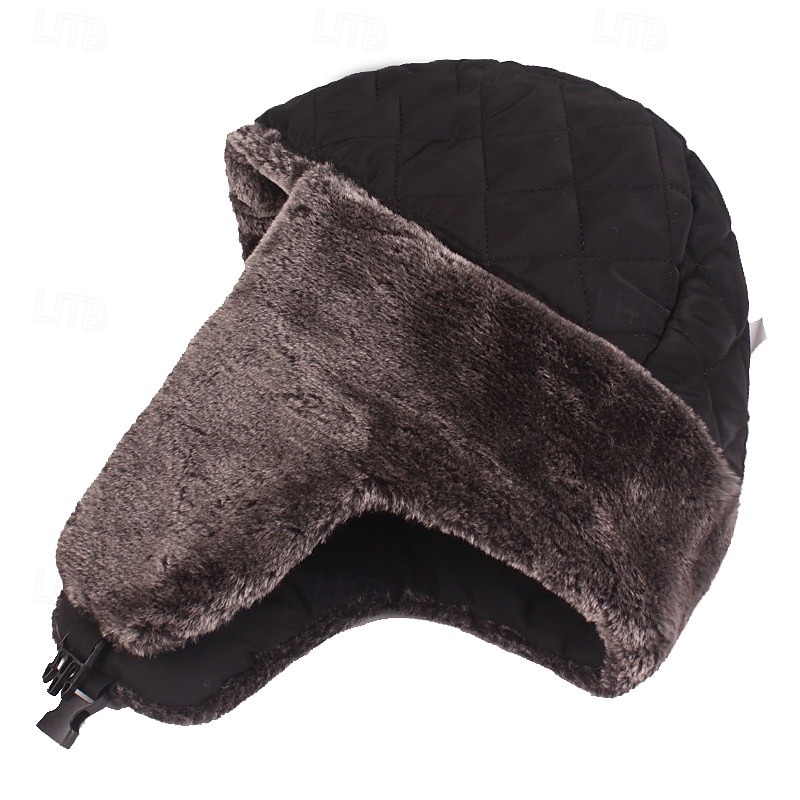 Men's Trapper Hat Winter Hats Winter Beanie Black Blue Polyester Fleece Lined Cozy Daily Wear Going out Solid / Plain Color Warm 2026 - $10.99 –P6