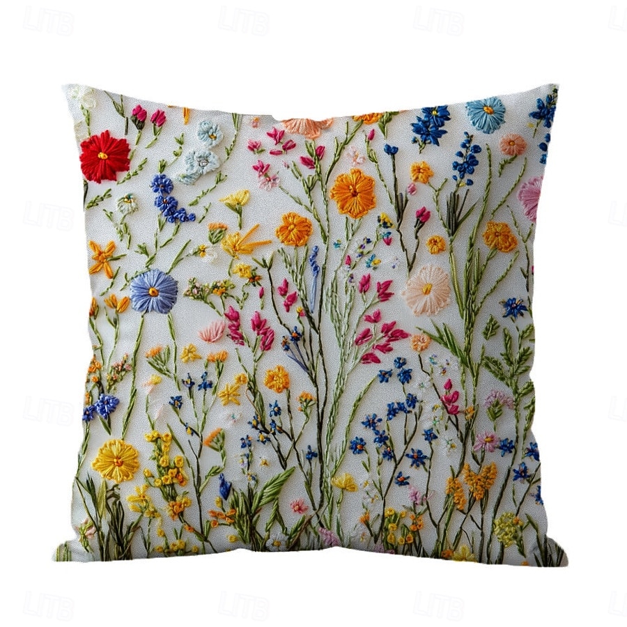 Floral Pattern Pillow Cover 2D Flat Print Soft Comfortable Cushion Case with Faux embroidery for Living Room Sofa Bedroom Home Decoration 2026 - $9.99 –P12