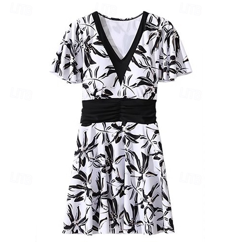 Dam Rash-guards Baddräkt Badkläder Badkläder Vit Mörkblå UV-skydd Magkontroll Surfing Strand Semester Sommar 2025 - $34.99 –P9