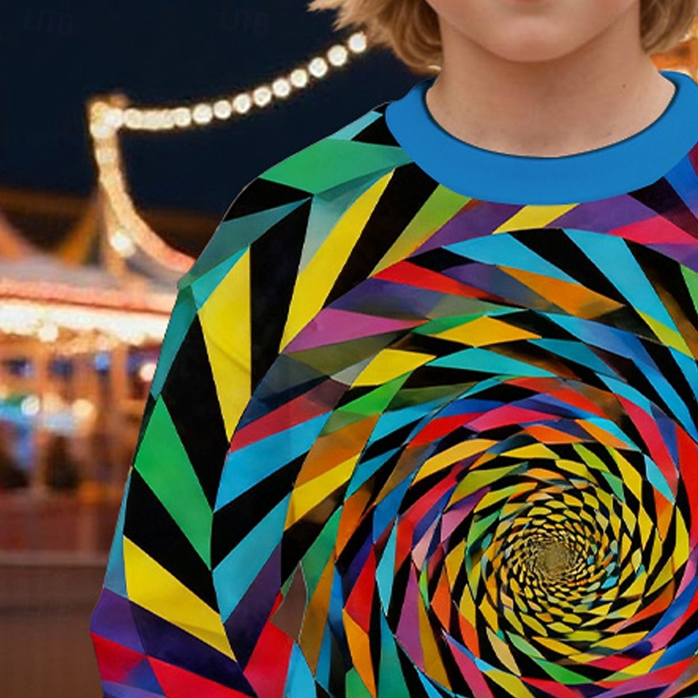 Jungen 3D Grafik Geometrisch Optische Täuschung Sweatshirt Langarm Frühling Herbst Mode Basic Kinder 4-12 Jahre Rundhalsausschnitt Outdoor Lässig Täglich Normale Passform 2025 - $17.49 –P2