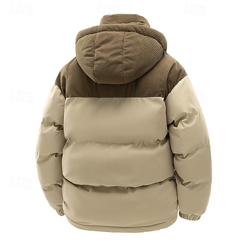 Pánské Zimní kabát Puffer bunda S vycpávkou Kapsy Kostka Polyester Venkovní Ležérní Denní Standardní Módní Šik ven Na běžné nošení Zahřívací Zima Barevné bloky Černá Trávová zelená Khaki Puffer Jacket 2026 - $51.99 –P4