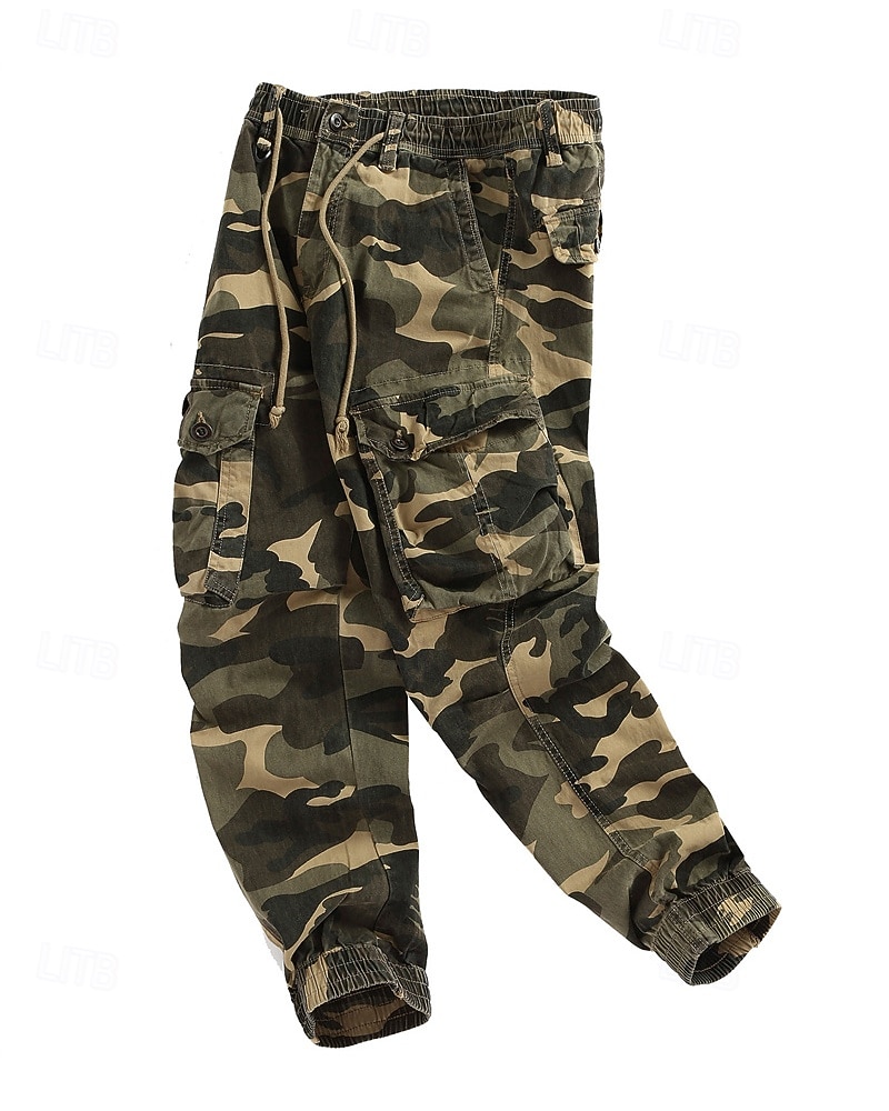 Men's Cargo Pants Trousers Drawstring Elastic Waist Multi Pocket Camo Windproof Wearable Daily Outdoor Camping & Hiking Streetwear Stylish ArmyGreen Khaki Micro-elastic 2026 - $48.99 –P3