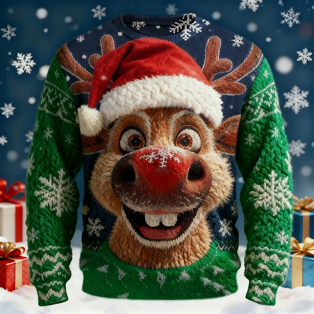 סוודר חג המולד המכוער בגדי ריקוד גברים כל אחד דפוס סוודר סוודר סריגים צווארון צווארון יום יומי חופשה יומי Keep Warm שרוול ארוך אביב סתיו חורף שחור אודם פול 2025 - $36.99 –P9