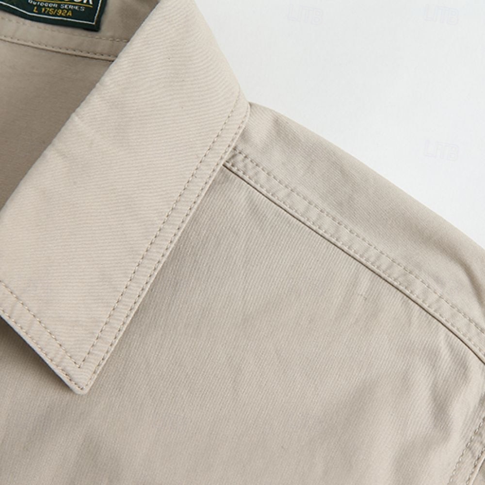 Men's Casual Shirt Work Shirt Button Up Shirt Dark Navy khaki Light Grey Army Green Long Sleeve Solid / Plain Color Lapel Vacation Holiday Button-Down Clothing Apparel Cotton Fashion Casual 2025 - $33.99 –P4