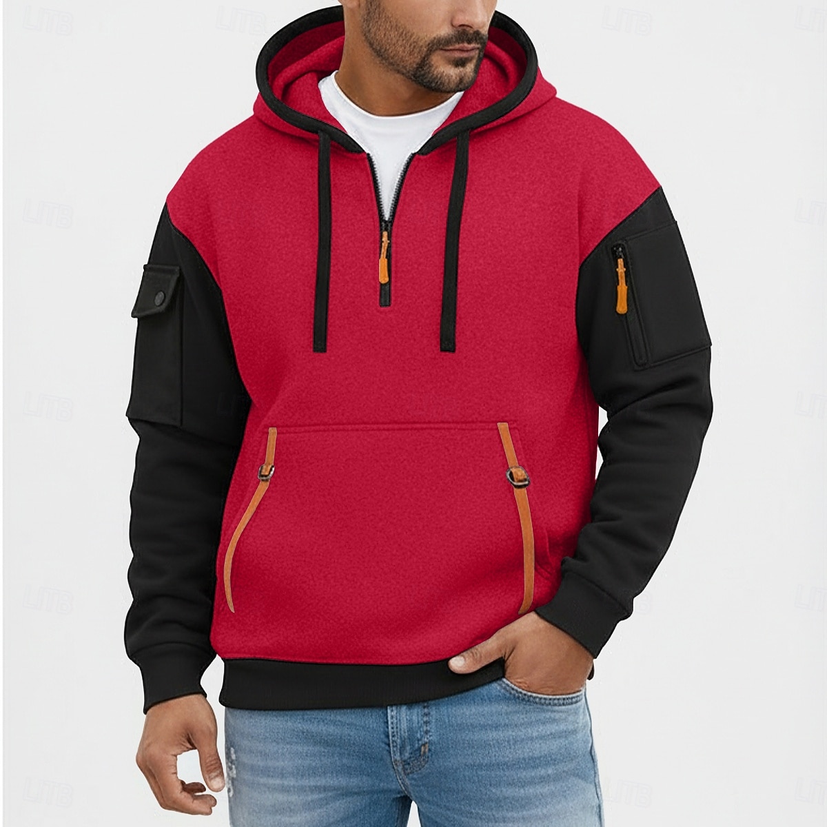 Voor heren Hoodie met volledige rits Fleece hoodie Tactische capuchon Wijn Marineblauw Khaki Lichtgrijs Capuchon Effen Vetoketju Kleurenblok Sport & Outdoor Casual Dagelijks Streetwear Stoer 2026 - $34.99 –P6