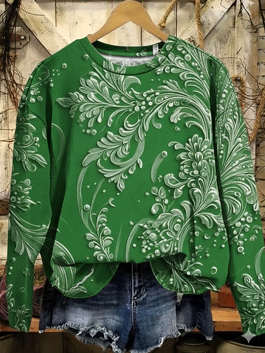 Per donna Felpa Pullover Stampato Floreale Grafico Paisley Caldo Vintage Western Manica Lunga Girocollo Top Regolari Casuale Streetwear Abbigliamento Quotidiano Blu Nero Giallo Rosso Verde Primavera del 2026 a $28.99 –P4