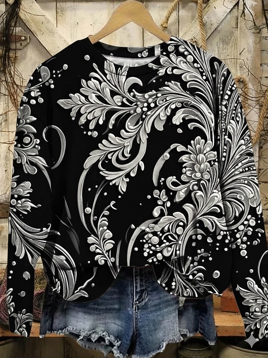 Per donna Felpa Pullover Stampato Floreale Grafico Paisley Caldo Vintage Western Manica Lunga Girocollo Top Regolari Casuale Streetwear Abbigliamento Quotidiano Blu Nero Giallo Rosso Verde Primavera del 2026 a $28.99 –P6