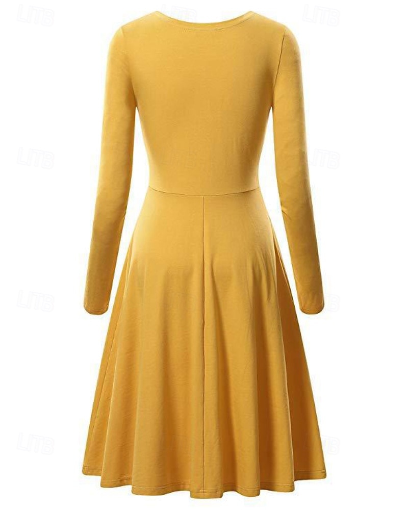 Women's Midi Dress Hoodie Dress T Shirt Dress Tee Dress Elegant Modern Daily Outdoor Vacation Loose Fit Plain Long Sleeve Crew Neck Black White Yellow Wine Spring Fall 2026 - $21.99 –P7