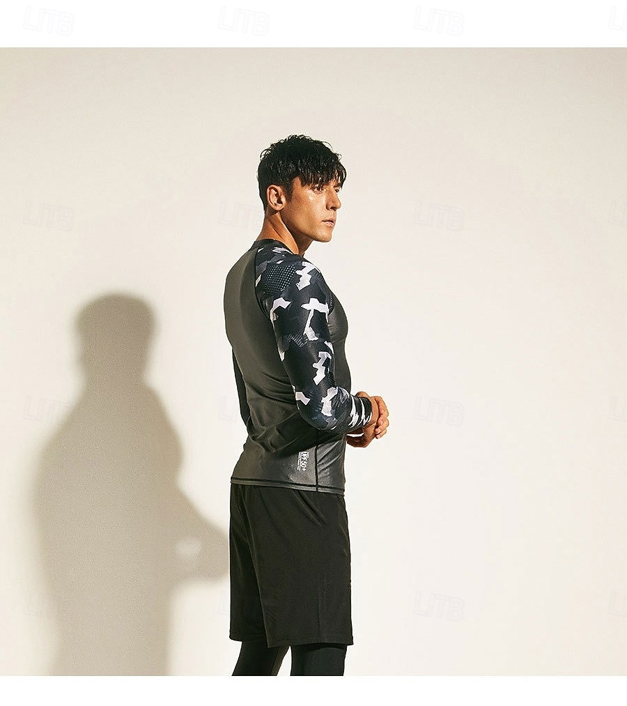 Herre Rash-guard Svømmeskjorte UPF50+ Hurtigtørkende Lettvekt Langermet Ikke-Klø Klær Badedrakt Surfing Strand Vannsport Svømming Lapper Sommer 2025 - $30.99 –P13