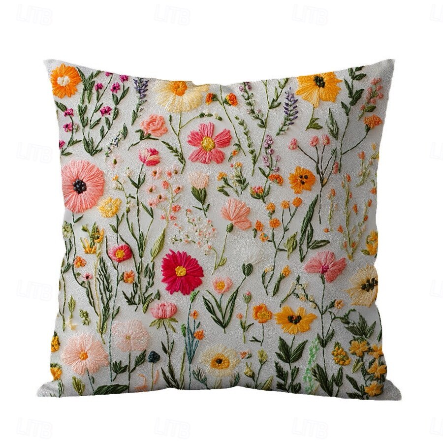 Floral Pattern Pillow Cover 2D Flat Print Soft Comfortable Cushion Case with Faux embroidery for Living Room Sofa Bedroom Home Decoration 2026 - $9.99 –P16