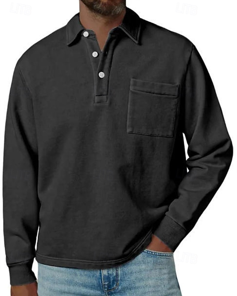 Per uomo Maglia da golf Polo da Golf Casuale Lavoro Bavero Manica Lunga Essenziale Moderno Semplice Bottoni Tasca Frontale Primavera Autunno Vestibilità regolare Blu Nero Blu marino Viola Marrone del 2026 a $31.99 –P4