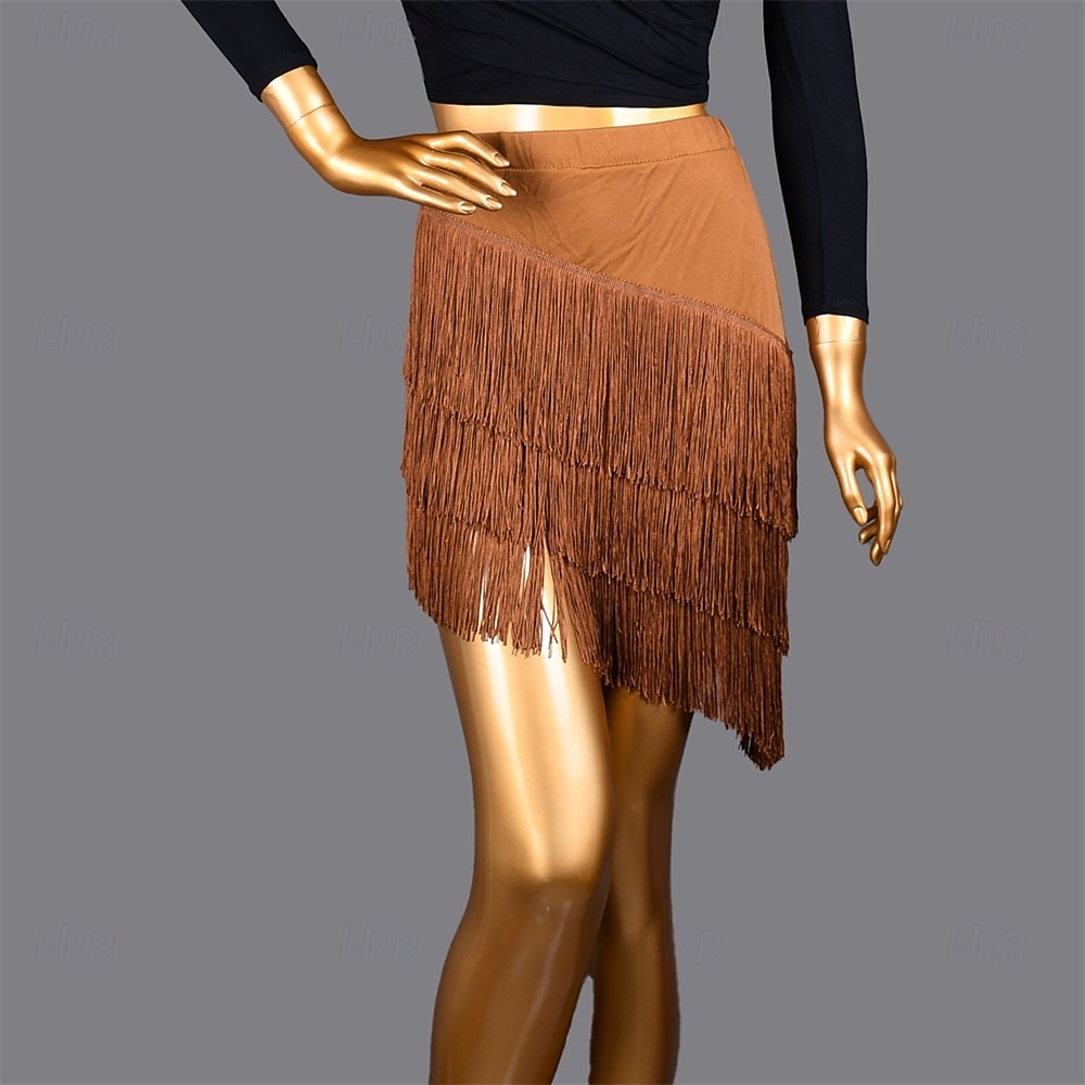 Gonna con Frange e Paillettes Samba Dancewear Gonna Latina con Elastico Costume di Performance per Danza Moderna Ballo Salsa Samba del 2026 a $28.99 –P8