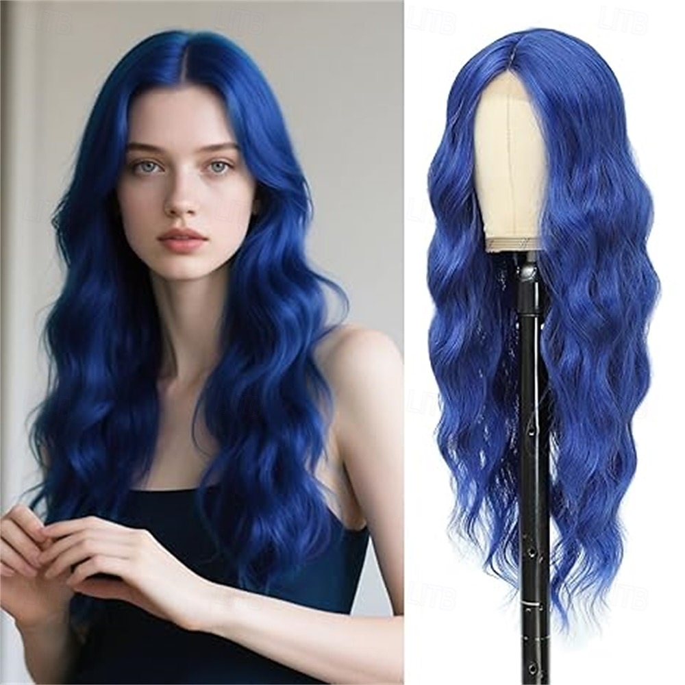 Peruca de Carnaval 2026 Rosa Vermelho Azul Encaracolado Ondulado Longo Peruca sintética para festivais Mardi Gras Parada Cabelo para fantasia de cosplay para Feminino de 2026 por $21.99 –P4