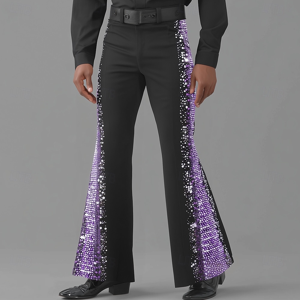 בגדי ריקוד גברים תבנית גאומטרית מכנסיים מכנסי דיסקו מכנסי פעמון משנות ה-60 וה-70 מותן בינוני רטרו וינטג' בָּחוּץ מפלגה קזו'אל כיסי צד מכנסיים מתרחבים אביב סתיו הדפסת תלת מימד שחור 1 שחור 2026 - $29.99 –P1