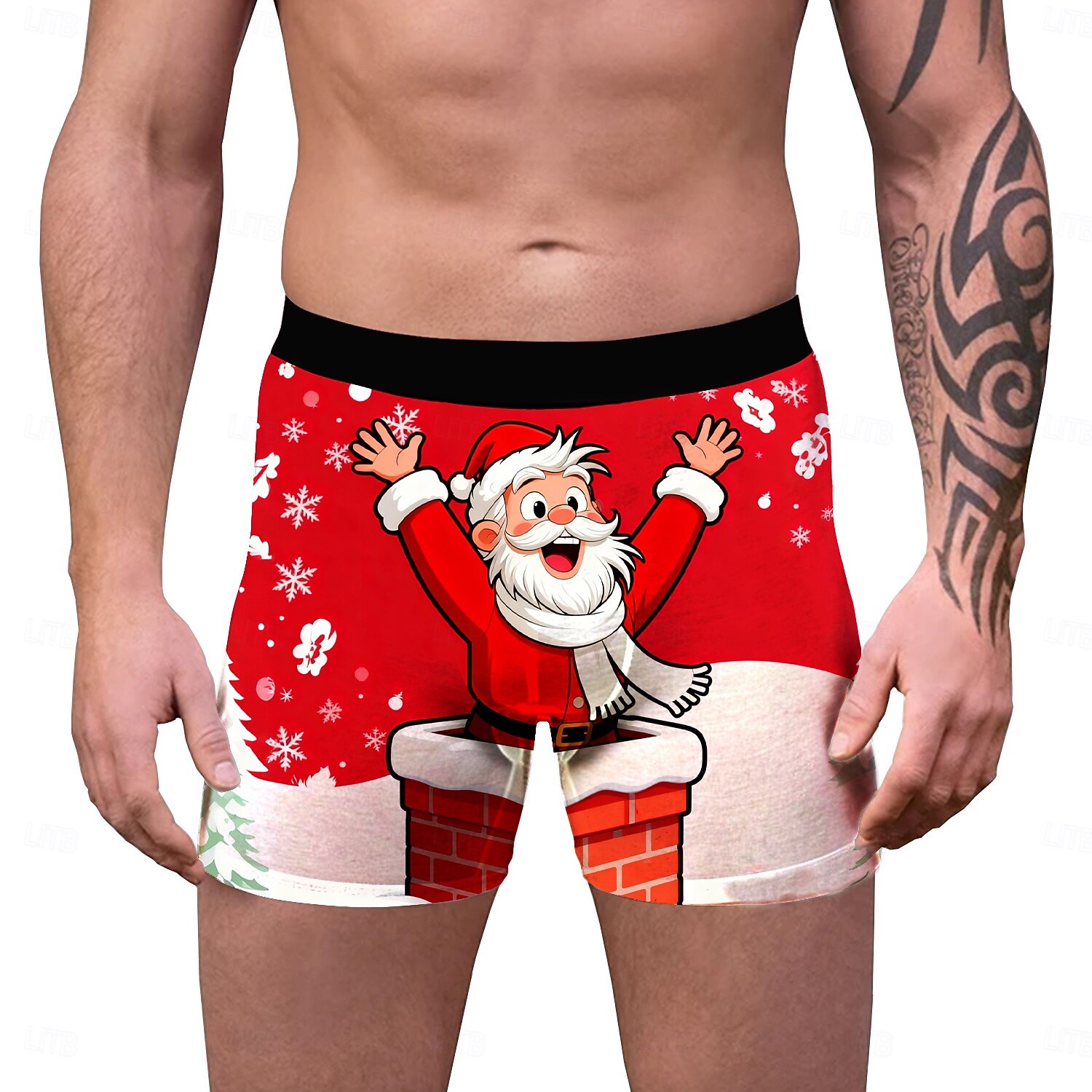 Jul Boxerkalsonger Underkläder julklapp jultomten Grafisk för Herr Vuxna 3D-utskrift för Jul Karnival Nyår Fest 2025 - $15.49 –P1
