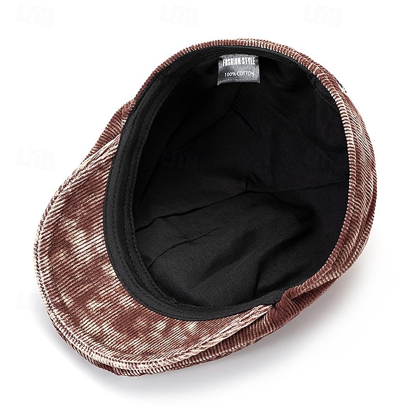 Homens Boina Chapéu Ascot chapéu de jornaleiro Preto Vinho Veludo Cotelê Jacquard Moda Casual Rua Diário Tecido Ajustável Filtro Solar Respirável de 2026 por $16.99 –P4