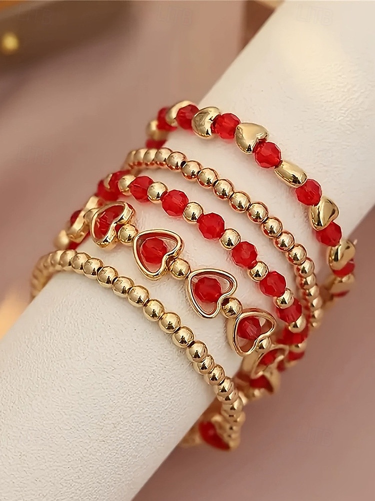 Женский рождественский браслет из бусин с вишневой тематикой, красный и золотой, идеальный подарок на праздник 2026 - $9.99 –P9