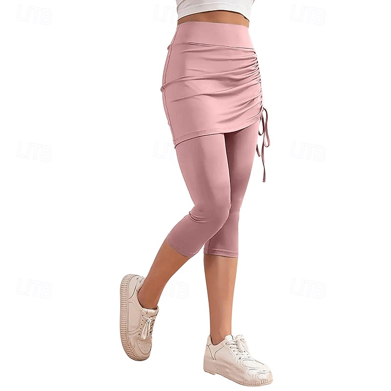 Mujer Color sólido Falda casual Falda con leggings Frunce Correa Eslático Transpirable Tenis pepinillo Corriendo Prendas de abajo Gris oscuro Negro Rosa Ropa de tenis 2026 - $15.49 –P3