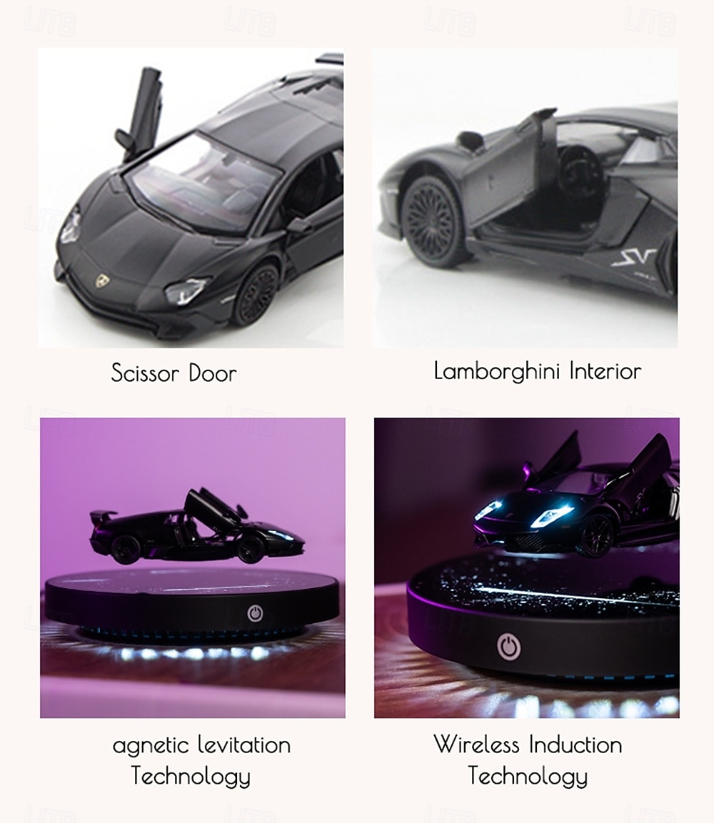 Magnetic Levitation Black Cast Car with Luminous Circular Starry Sky Base Featuring Real LED Energy-saving Lighting Effect Controlled By Switch Freely Rotating in The Air for Valentine's Day Gift 2026 - $109.99 –P10