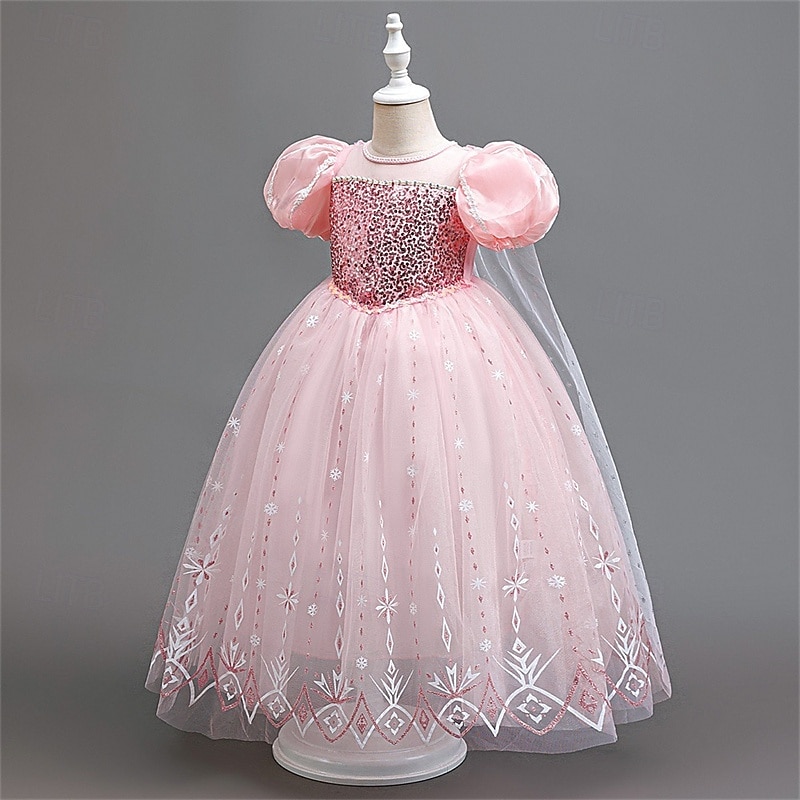 Неделя книги 2026, детское платье для девочек, вечернее платье, платье с коротким рукавом и снежинками, для торжественных мероприятий, выступлений, особых случаев, с пайетками, сетчатое, модное, повседневное, принцесса, макси-платье, вечернее платье, плат 2026 - $36.99 –P8