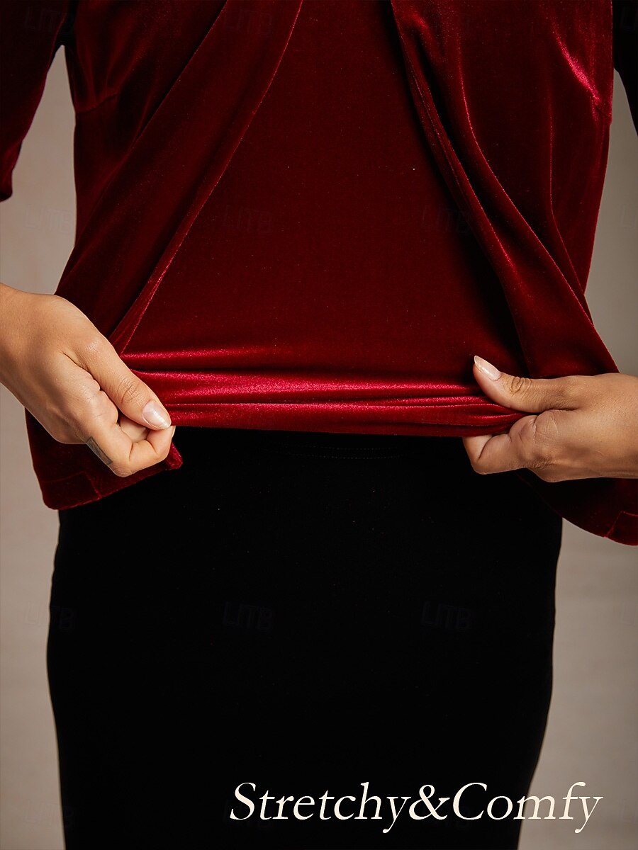 Vánoce Dámské Samet Tlačítko nahoru Oblečené topy Elegantní Večírek 3/4 délka rukávu Nahoře nabírané Tričkový Běžné topy Párty večerní šaty Dovolená Párty oblečení Fialová Jaro Podzim Zima 2026 - $25.99 –P5