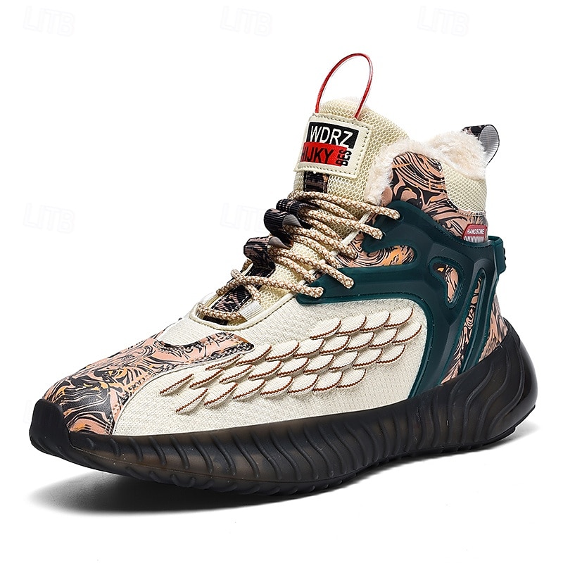 Hombre Zapatillas de deporte Zapatos de Navidad Forro de Lana Zapatos para correr Zapatos de Paseo Casual Punto Cómodo Antideslizante Transpirable Botines / Hasta el Tobillo Cordones Negro Blanco Rojo 2026 - $64.99 –P4