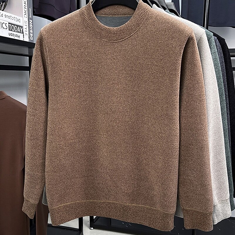 Herren Pullover Strickpullover Gerippt Stricken Normale Oberteile Gestrickt Fleece Einfach Rundhalsausschnitt Mode Basic Urlaub Alltagskleidung Bekleidung Herbst Winter Schwarz Grün M L XL 2026 - $37.99 –P5