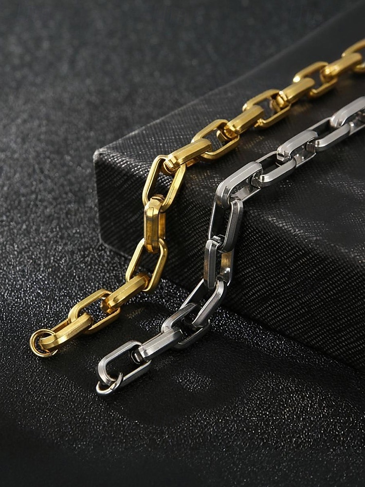 męska bransoletka łańcuszkowa ze stali tytanowej – stylowa, trwała, idealna do noszenia na co dzień i na oficjalne okazje, dostępna w kolorze złotym i srebrnym 2026 - $11.99 –P3