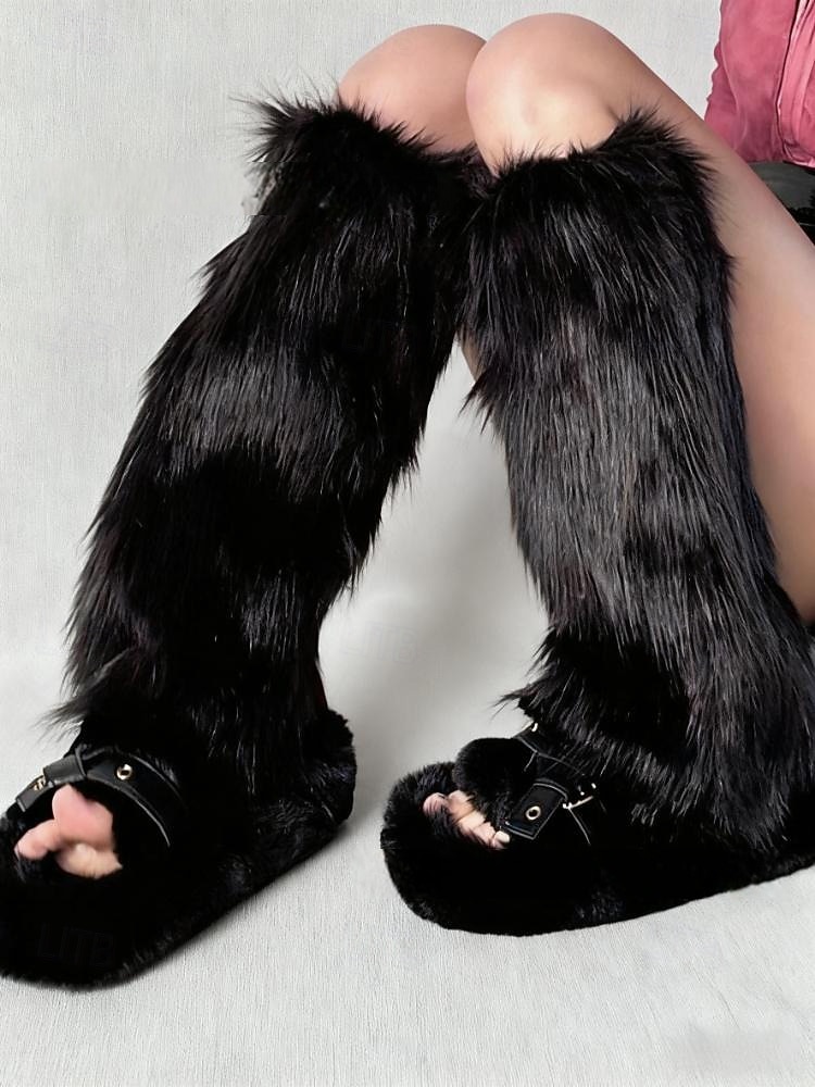 bolyhos lábszármelegítők nőknek bolyhos, plüss, téli, kényelmes borjúzokni, puha műszőrme, csizmaszár, aranyos, meleg, réteges zokni, divatos őszi-téli kiegészítők 2026 - $8.99 –P3