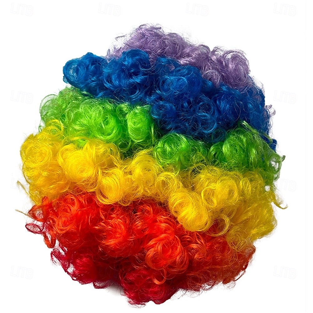 Carnival Wig 2026 Red Black Blue Curly Afro Short Synthetic Festival Wig Mardi Gras Parade Cosplay Costume Hair for Women 2026 - $10.49 –P5