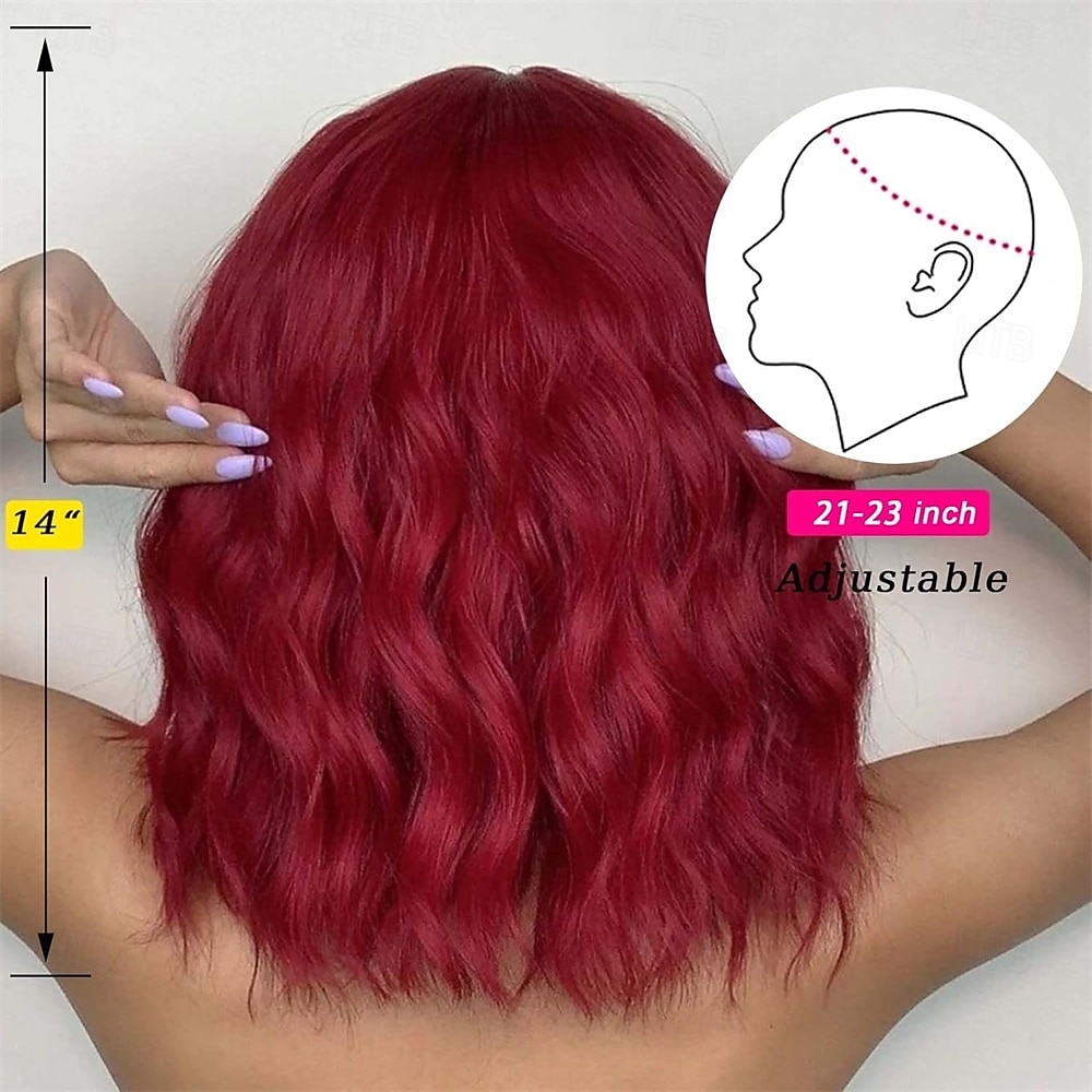 Карнавальный парик 2026 Розовый Красный Черный Кудрявый Стрижка-боб Короткие Синтетический фестивальный парик Вторник на масляной неделе Парад Волосы для косплей-костюма для Женский 2026 - $21.99 –P5