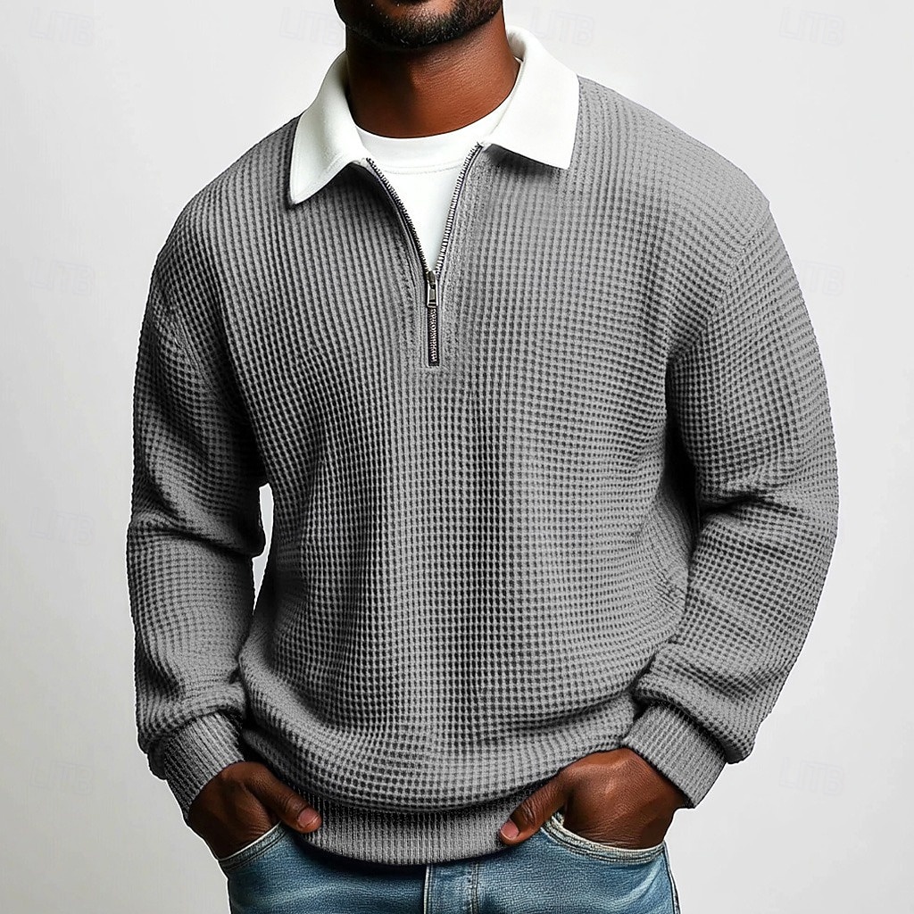 Hombre Camisetas polo con diseño de gofre Con Texturas Casual Calle Cuello Vuelto Manga Larga Moda Ocio Bloque de color Cerrar Retazos Otoño Primavera & Otoño Todas las Temporadas Ajuste regular 2026 - $13.99 –P6