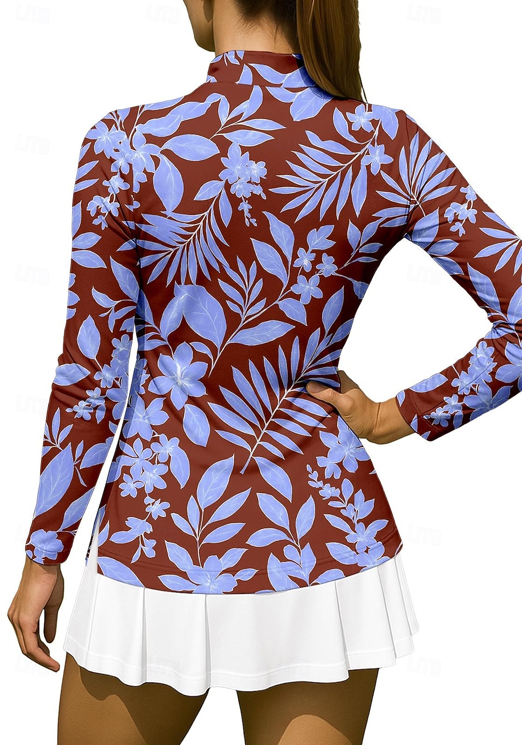 نسائي النباتية كنزات Shirt قميص رياضي قميص بولو كم طويل سحاب زهري UPF50+ مقاوم للأشعة فوق البنفسجية عالية المرونة رطوبة فتل متنفس الكرة الطائرة تينس الغولف رقبة عالية مرتفعة قميص قميص طويل الذراعين 2026 - $25.99 –P2