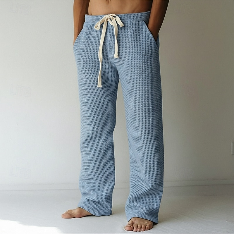 Herren Jogginghose Hose Baggy-Hosen Gerade geschnittene Sweatpants Waffelhose Kordelzug Elastischer Bund Einfach Atmungsaktiv Volle Länge Urlaub Lässig Täglich Klassicher Stil Basic Schwarz Weiß 2026 - $24.99 –P1