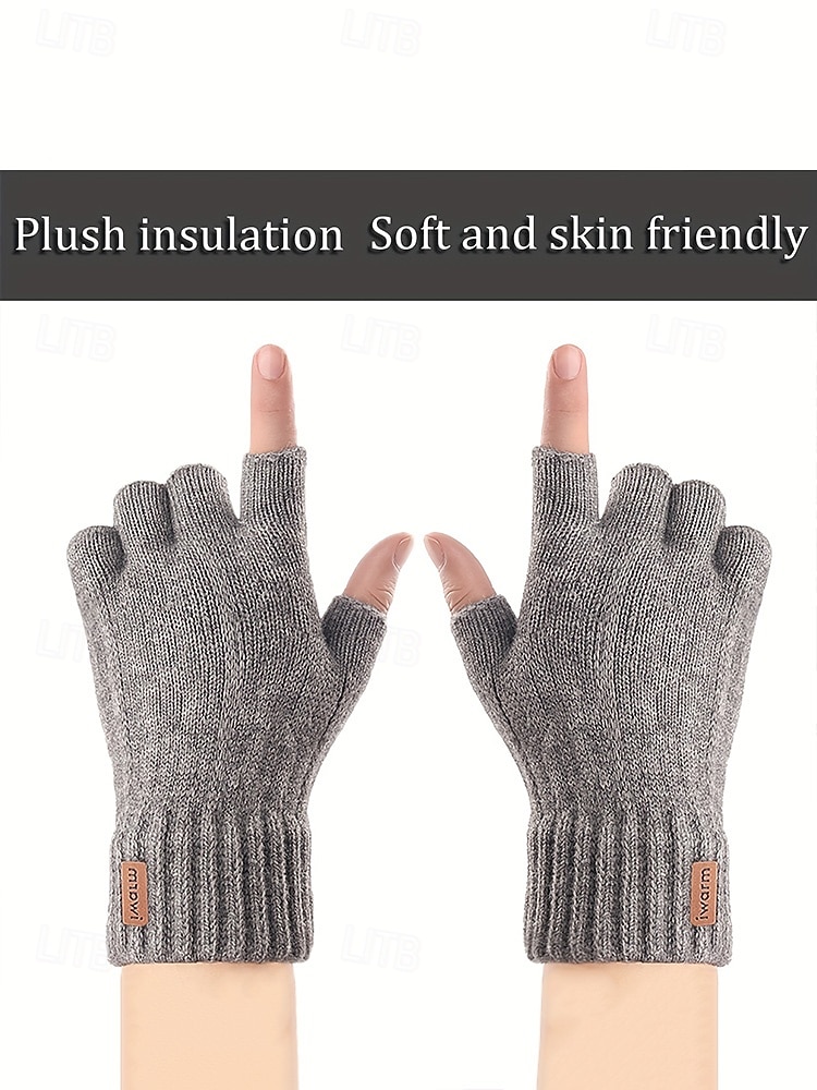 Vingerloze handschoenen voor heren - comfortabel gebreid ontwerp, meerdere kleuren, warm en stijlvol winteraccessoire voor dagelijks gebruik, kantoor en buitenactiviteiten 2026 - $9.99 –P3