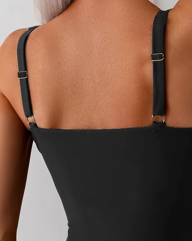 Women's Bathing Suit One Piece Swimsuit Swimwear Solid Colored Swimwear Black UV Protection Sleeveless - Surfing Beach Swimming Summer 2026 - €22.99 –P6