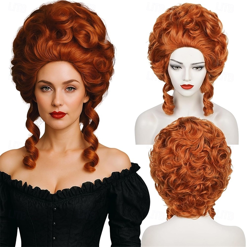 Auburn Brown Victorian - peruukki Rococo -pukuun 1700-luvun siirtomaaprovinsseja vintage barokkihiuksia pörröisiä naisia karnevaalijuhliin 2026 - $21.99 –P1