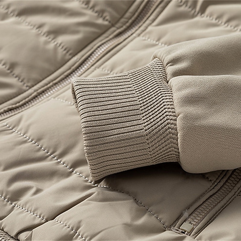 Men's Winter Coat Quilted Jacket Padded Jacket Pocket Quilted Polyster Outdoor Casual Daily Regular Fashion Streetwear Contemporary Thermal Warm Winter Solid Color Black Khaki Army Green Puffer Jacket 2026 - $65.99 –P11